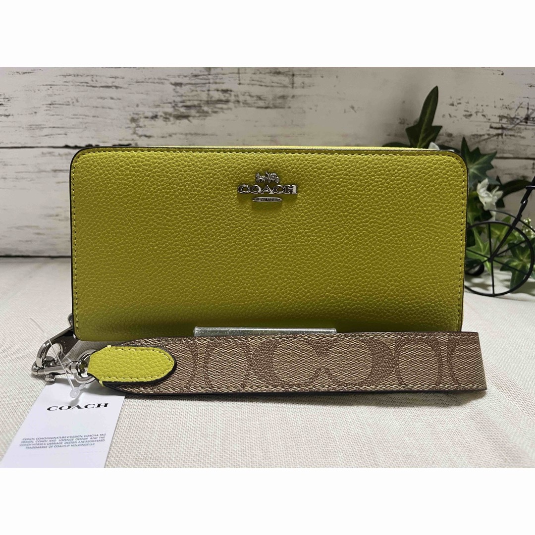 新品・未使用】COACH コーチ 長財布 シグネチャー イエロー グリーン