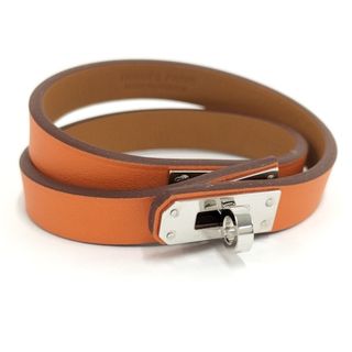 エルメス(Hermes)のHERMES ドゥブルトゥール ブレスレット レザー オレンジ Z刻印(ブレスレット/バングル)