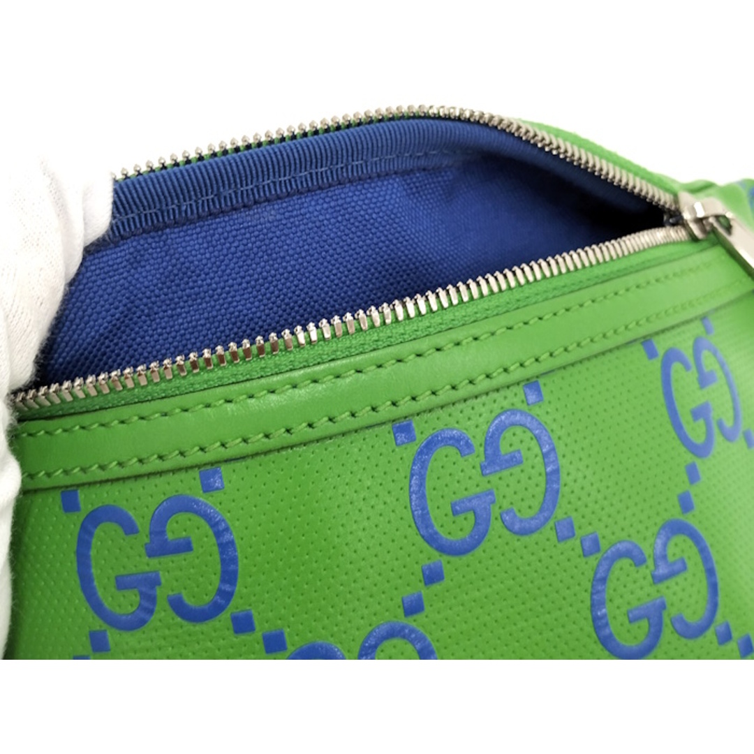 GUCCI - GUCCI ウエストバッグ GGエンボス レザー グリーン GUCCI - GUCCI ウエストバッグ GGエンボス レザー グリーン