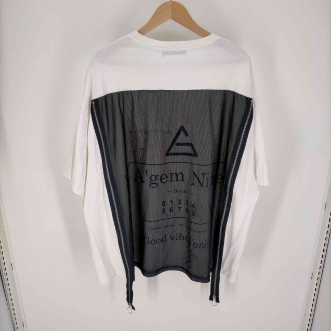 Agem/9(エージェム) ZIP デザインメッシュ 半袖Tシャツ メンズ