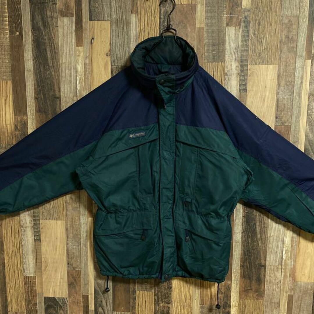 コロンビア ナイロン ダウン ジャケット アウター L ロゴ USA古着 緑