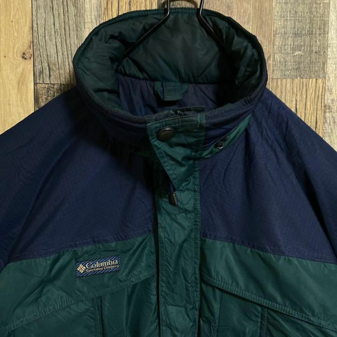 コロンビア ナイロン ダウン ジャケット アウター L ロゴ USA古着 緑