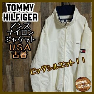 トミーヒルフィガー ロゴ ナイロン ジャケット ホワイト アウター USA