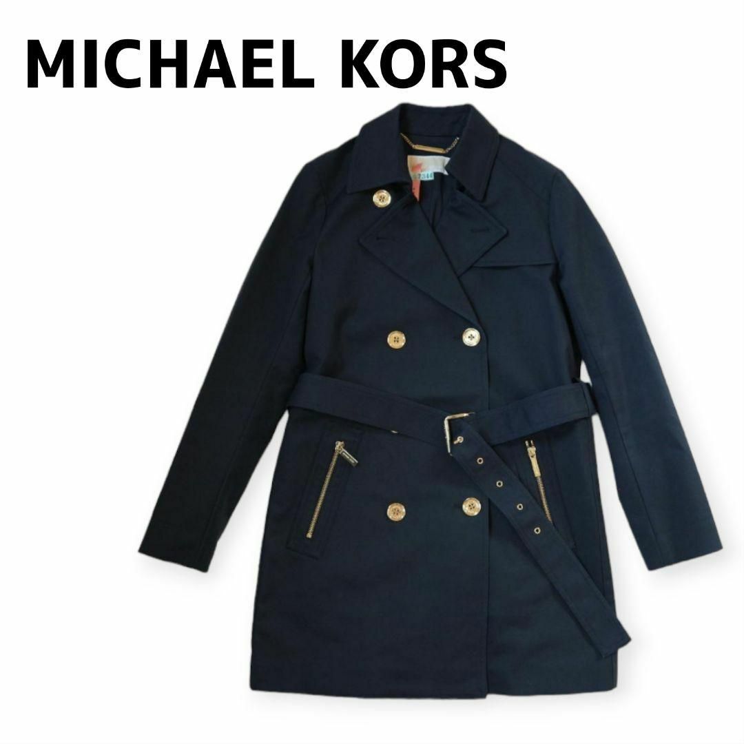 美品★MICHAEL KORS ネイビー トレンチコート 金ボタン | フリマアプリ ラクマ