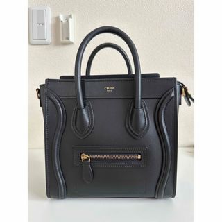 セリーヌ(celine)のCELINE ラゲージ ナノ スムースカーフスキン ブラック ゴールド(ハンドバッグ)