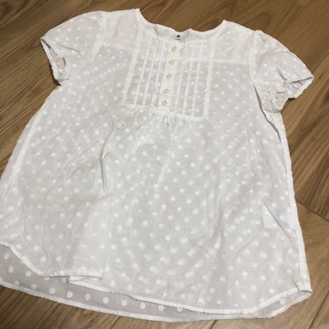 UNIQLO(ユニクロ)のユニクロ　白ブラウス キッズ/ベビー/マタニティのキッズ服女の子用(90cm~)(ブラウス)の商品写真