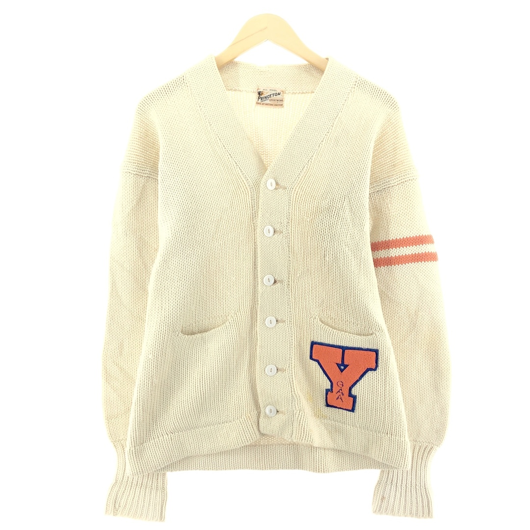 ~60年代 PRINCETON SWEATER ウールレタードニットカーディガン メンズM ヴィンテージ /eaa374942