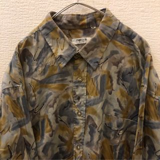 PAOCLUB】総柄シャツ 古着 レトロ モダン 個性的 ビッグシルエットの