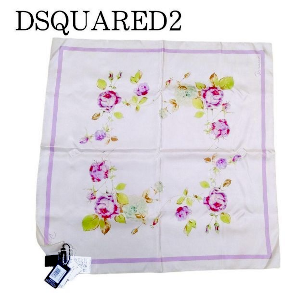 364 DSQUARED2　新品　スカーフ　花柄　シルク100%　定価4.8万円