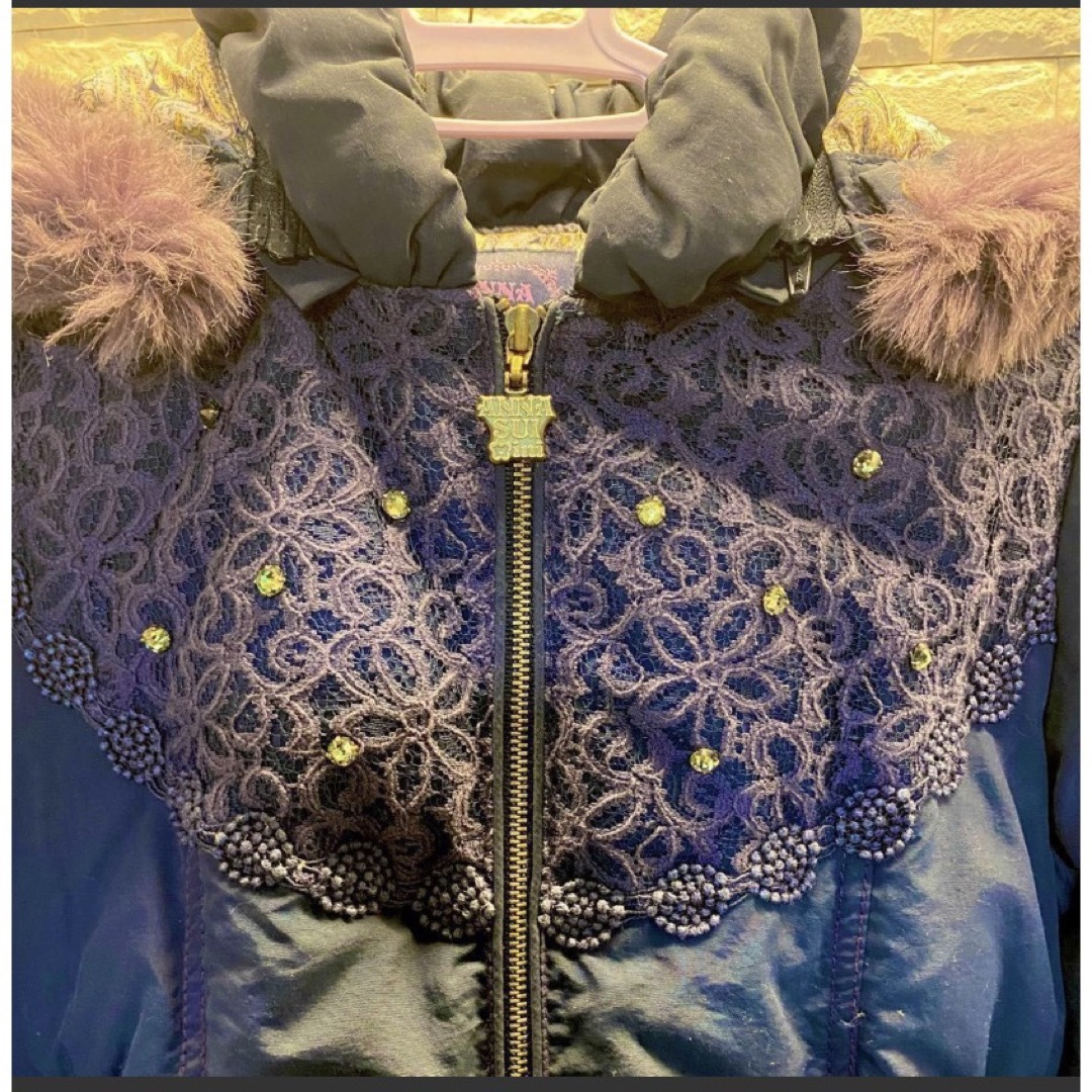 130cm★ANNA SUI mini★ダウンコート★お花レース