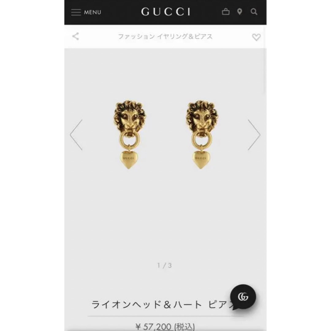 Gucci - グッチ ライオンヘッド＆ハート ピアス ゴールドの通販 by