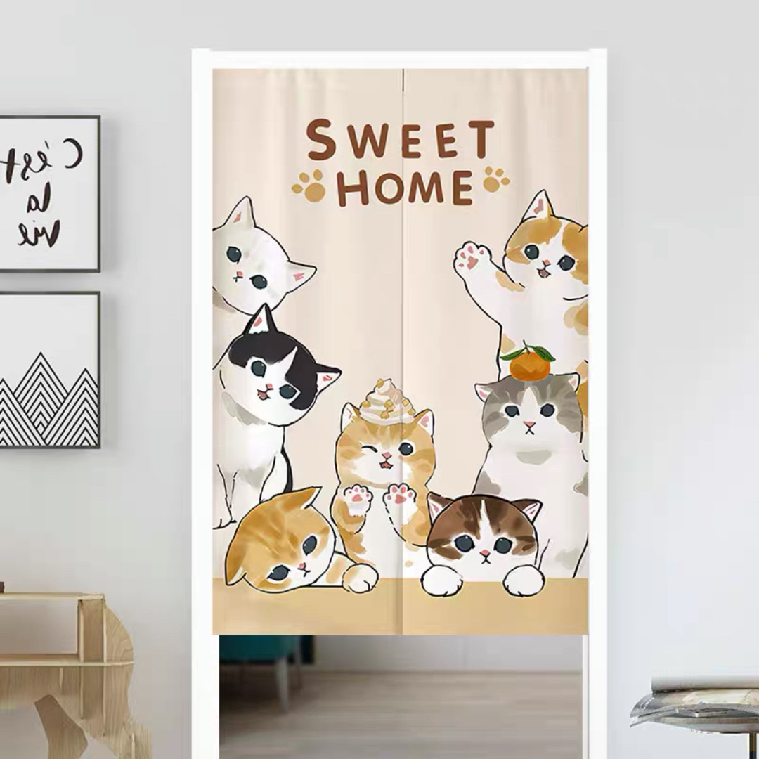 のれん ロング 暖簾 85×150 間仕切り 洋風 輸入雑貨 猫柄cat のれん ロング 暖簾 85×150 間仕切り 洋風 輸入雑貨 猫柄cat