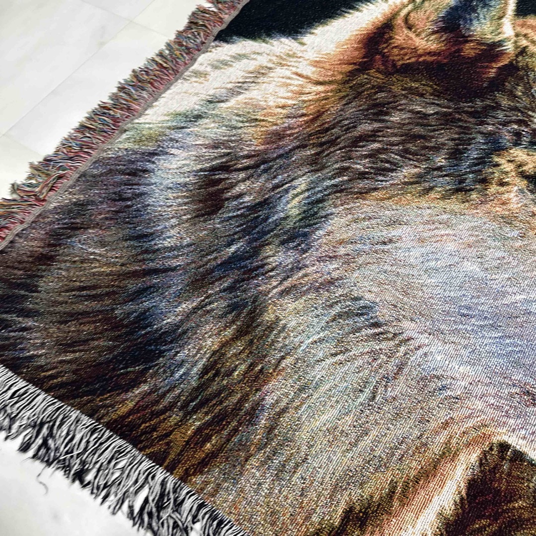 狼　オオカミ　マルチカバー　ソファーカバー　ビンテージラグ　153x135 6