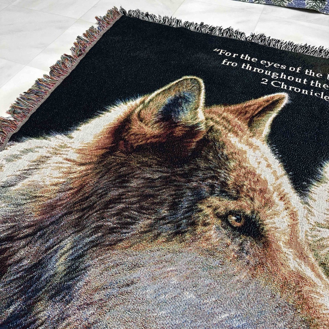 狼　オオカミ　マルチカバー　ソファーカバー　ビンテージラグ　153x135 5