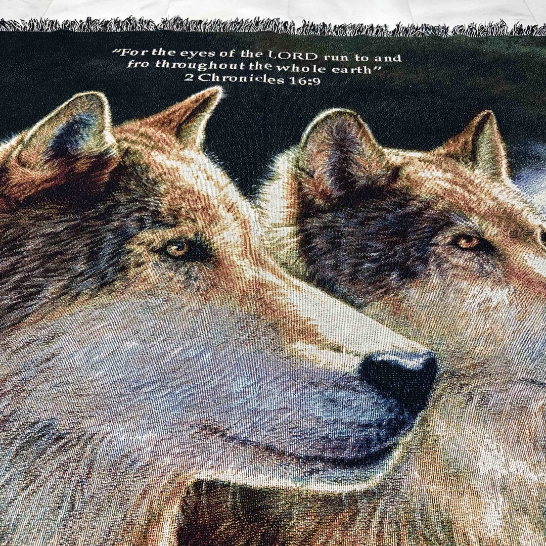 狼　オオカミ　マルチカバー　ソファーカバー　ビンテージラグ　153x135 3