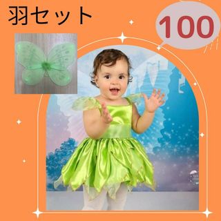 妖精 ティンカーベル コスプレ 羽セット　チュール ワンピース　子ども　100(ワンピース)