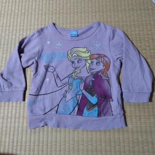 ディズニー(Disney)のアナと雪の女王　紫の裏毛トレーナー　サイズ100(Tシャツ/カットソー)