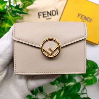 【美品】3つ折り財布　FENDI　ズッカ　エフイズ　ゴールド金具　ブラック