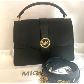 マイケルコース(Michael Kors)のマイケルコース レザー ミディアムサッチェル ブラック 保存袋付(ショルダーバッグ)