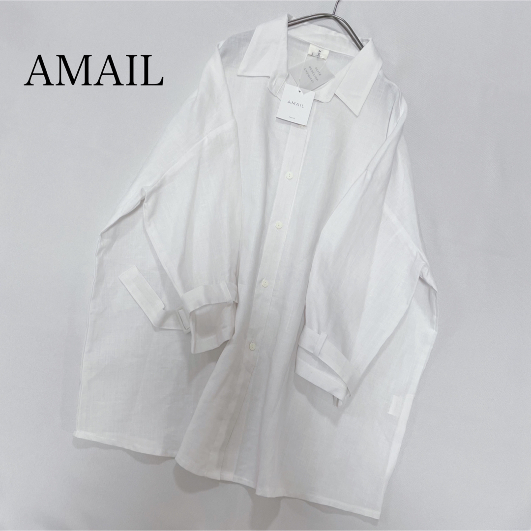 AMAIL(アマイル)の【新品タグ付】AMAIL STANDARD SHIRT 白　フリーサイズ レディースのトップス(シャツ/ブラウス(半袖/袖なし))の商品写真