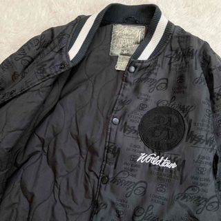 OLD STUSSY ステューシー スタジャン ロゴワッペン 総柄 中綿 黒