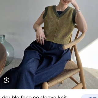 クラネ(CLANE)の【グリーン】double face no sleeve knit tops(ニット/セーター)