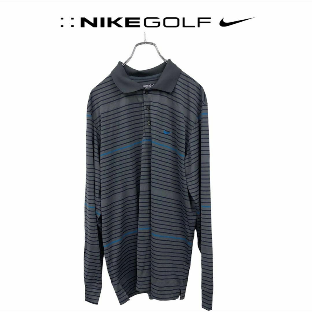 【送料無料】NIKE GOLF ゴルフウエア 長袖ポロシャツ L ボーダー