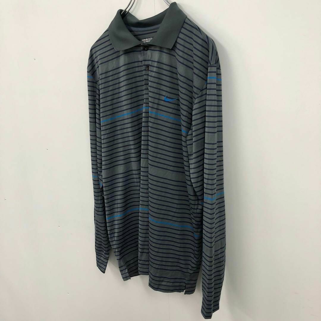 【送料無料】NIKE GOLF ゴルフウエア 長袖ポロシャツ L ボーダー