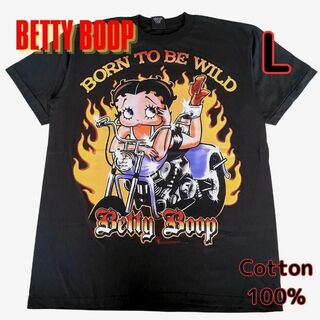 Tシャツ L 黒 BETTY BOOP ベティ ビッグプリント バイク 新品(Tシャツ(半袖/袖なし))
