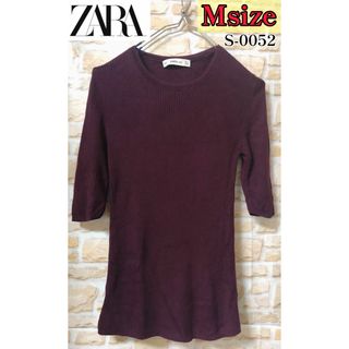 ザラ(ZARA)のZARA シンプル無地七分袖ニットトップス M  美品 フォロー割引あり 値下げ(ニット/セーター)