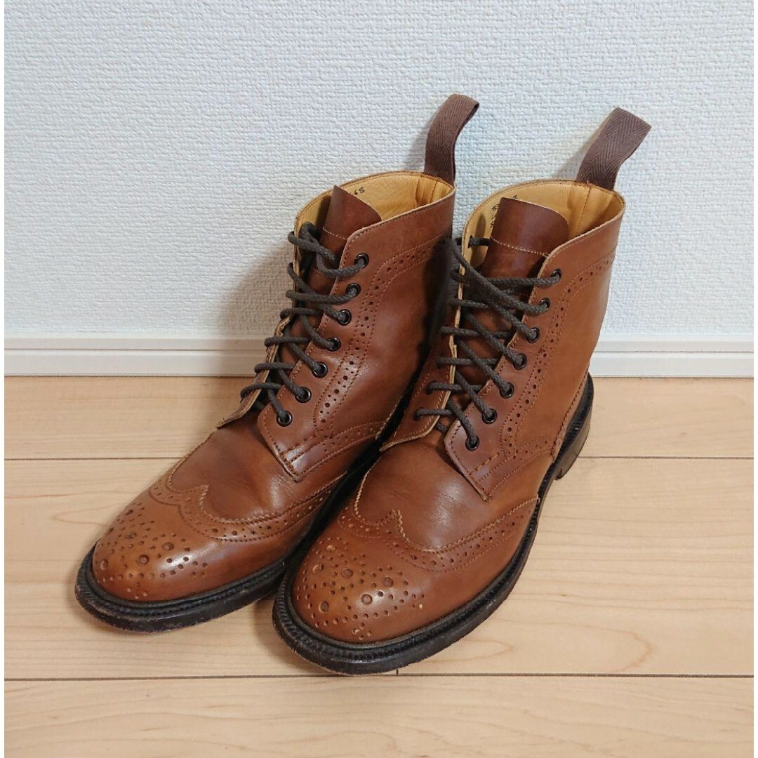 24 美品 Tricker's カントリーブーツ LS180 ブローグ ブラウン-