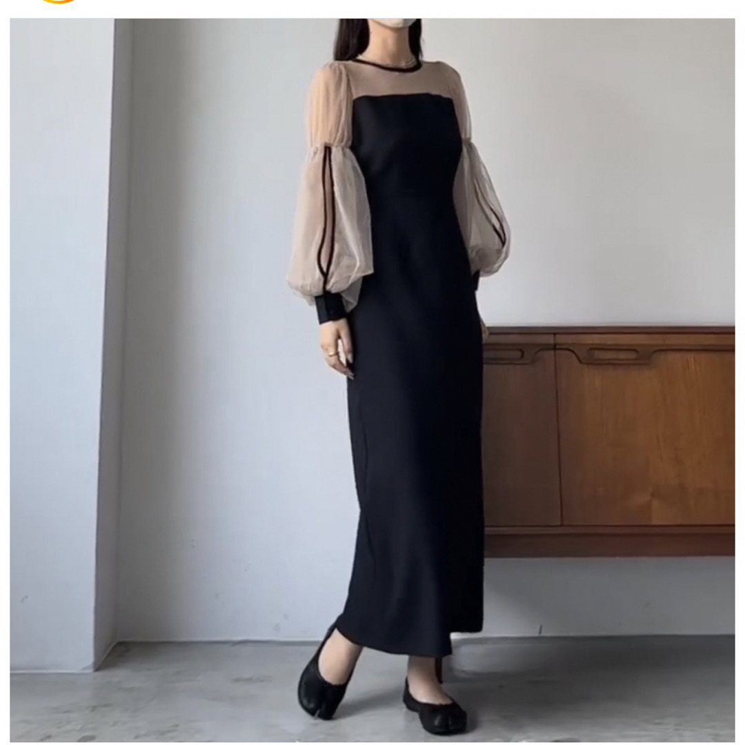 louere チュールボリューム袖ワンピース お呼ばれドレスの通販