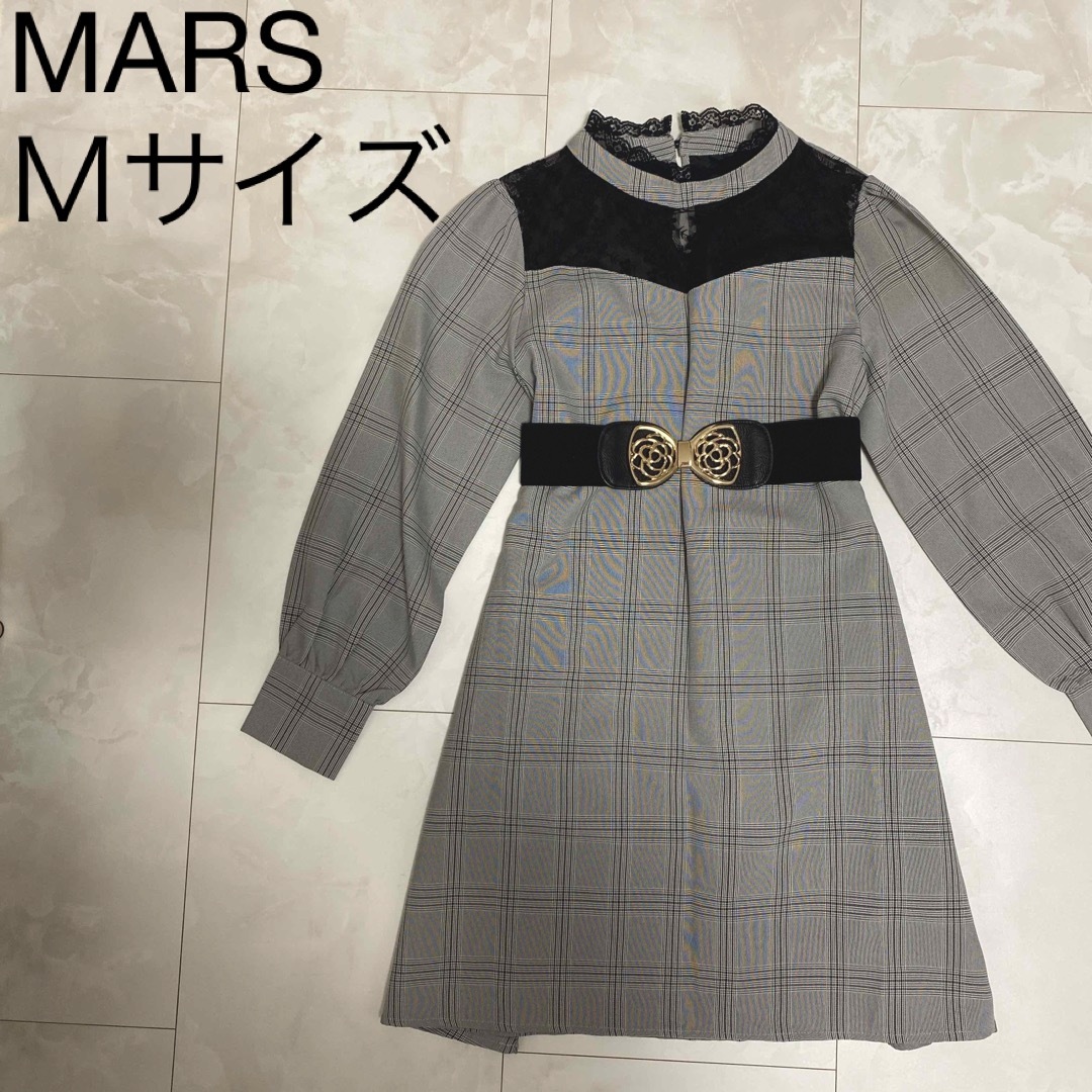 MA＊RS(マーズ)の【量産型コーデ】MARS グレーチェック柄ワンピース 可愛い【美品】【秋服】 レディースのワンピース(ひざ丈ワンピース)の商品写真