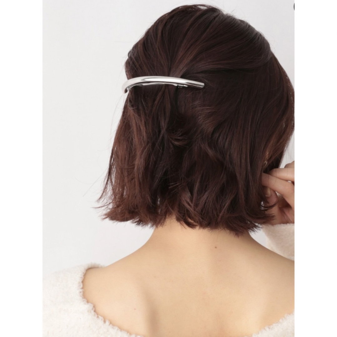 ＊パイプバレッタ＊シルバー＊クレセントバレッタ＊ レディースのヘアアクセサリー(バレッタ/ヘアクリップ)の商品写真