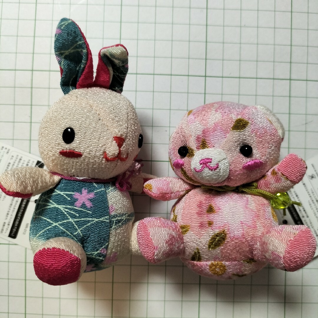 京都 花柄ちりめんぬいぐるみ ウサギ・クマ セットの通販 by ぽ 京都 花柄ちりめんぬいぐるみ ウサギ・クマ セットの通販 by ぽ