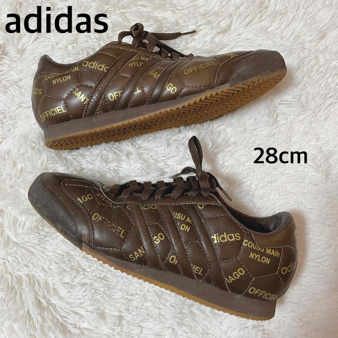 adidas(アディダス)の【adidas】稀少 スニーカー レザー ブラウン サッカーボール柄 記念 限定 メンズの靴/シューズ(スニーカー)の商品写真