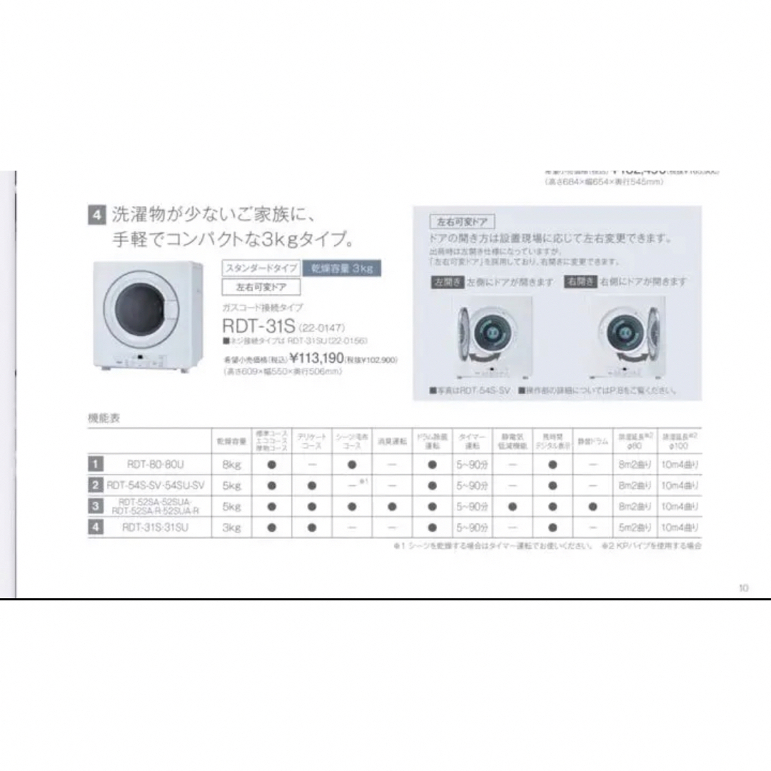 Rinnai(リンナイ)のRinnai RDT-31S-13A 乾太くん ガス衣類乾燥機 都市ガス用 スマホ/家電/カメラの生活家電(衣類乾燥機)の商品写真