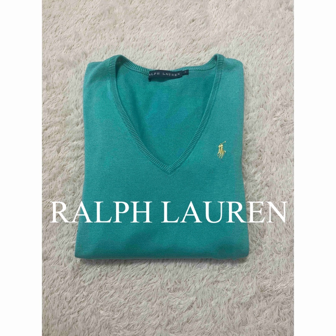 POLO RALPH LAUREN(ポロラルフローレン)の美品　ポロ　ラルフローレン　ニット　トップス　Vネック　コットン　人気　完売 レディースのトップス(ニット/セーター)の商品写真