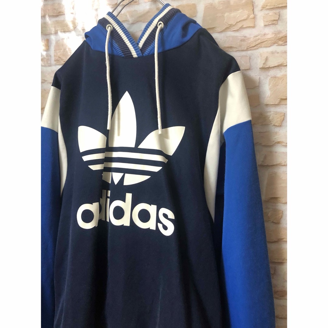 adidas - adidas フード付きロゴパーカー Lサイズ ブルー 美品 ...