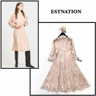 エストネーション(ESTNATION)の【ESTNATION】未使用＊バックサテンドルマンスリーブワンピース　とろみ素材(ひざ丈ワンピース)