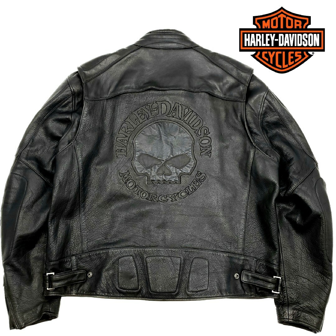 カラーブラック超特大サイズ6L以上◆HARLEY-DAVIDSON◆ライダースジャケット618