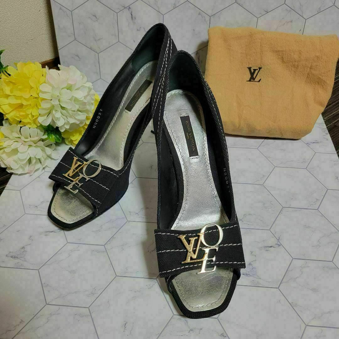 LOUIS VUITTON - ルイヴィトン 上品 リボン ロゴ パンプス ハイヒール