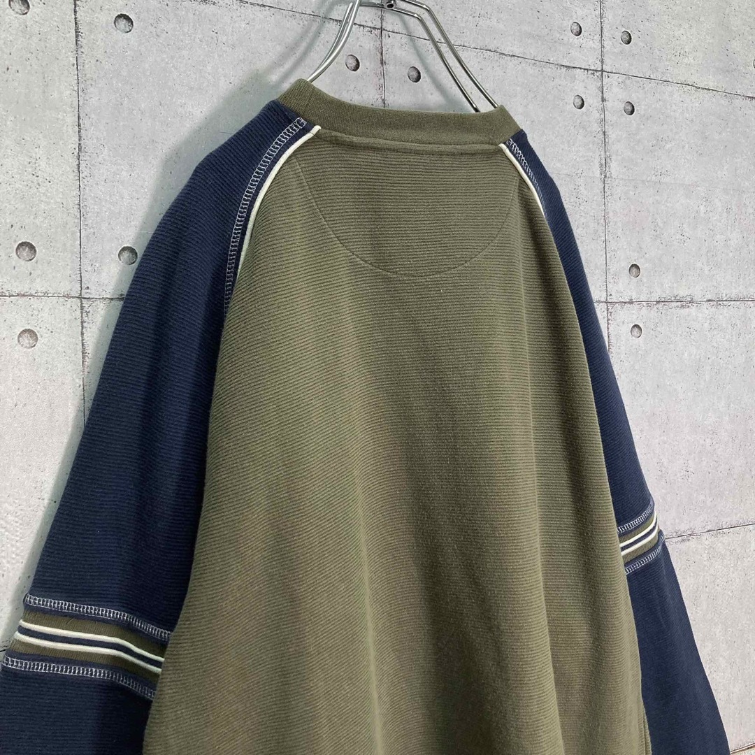 【レアデザイン】90-00s バイカラー コットンリブニットソー US XL 8