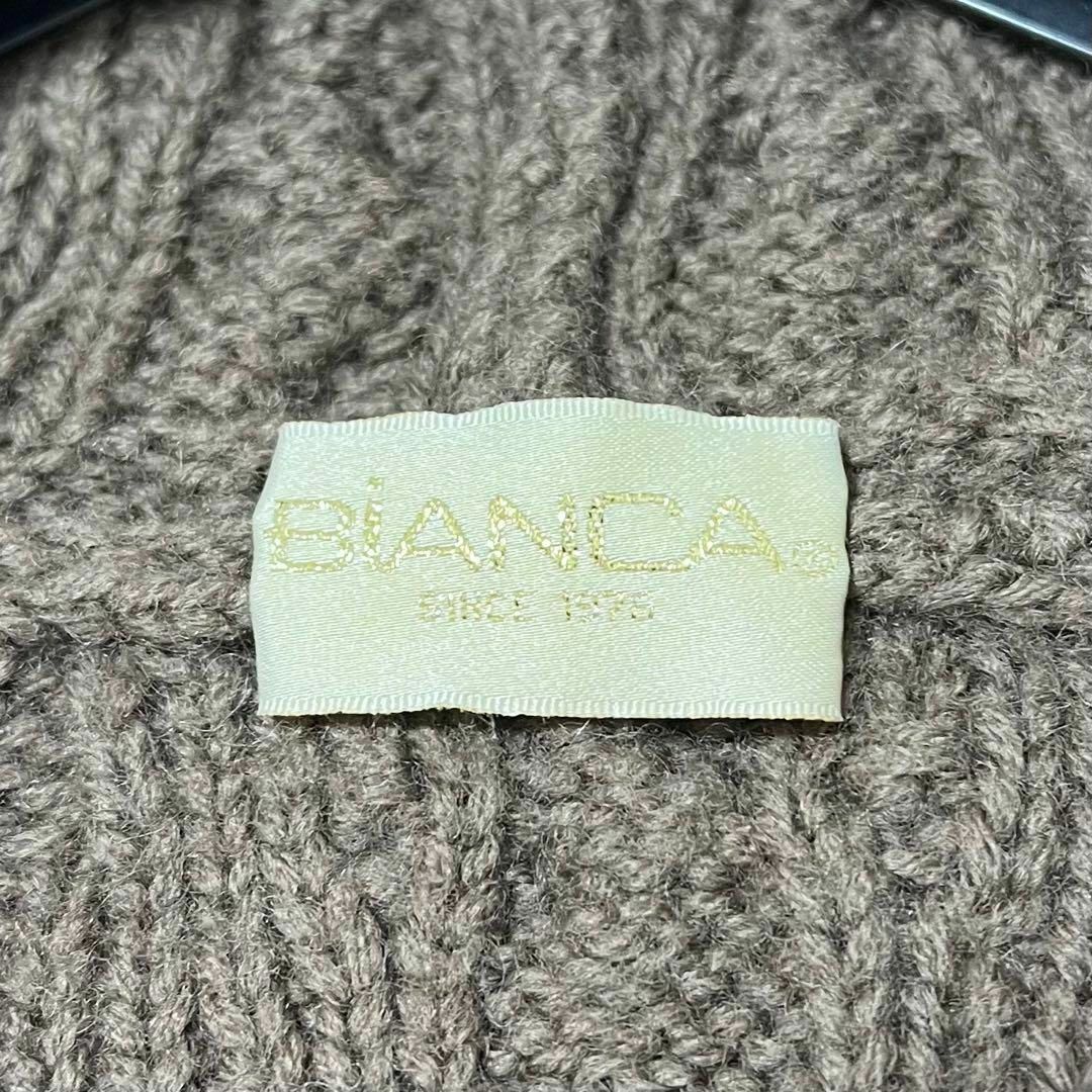 古着 ケーブルニットカーディガン フード ぽんぽん 花 刺繍 ステッチ ブラウン