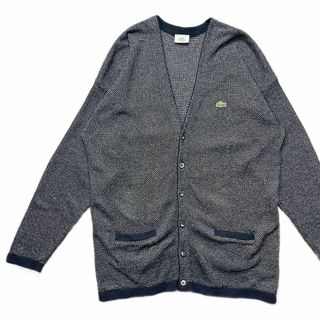 ラコステ(LACOSTE)の【LACOSTE】ラコステ バーズアイ風 ニットカーディガン フララコ古着(カーディガン)