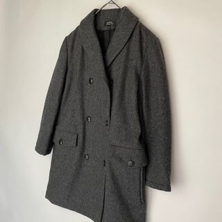 A.P.C. アーペーセー 美品 ウールコート ダブル ショールカラー グレー