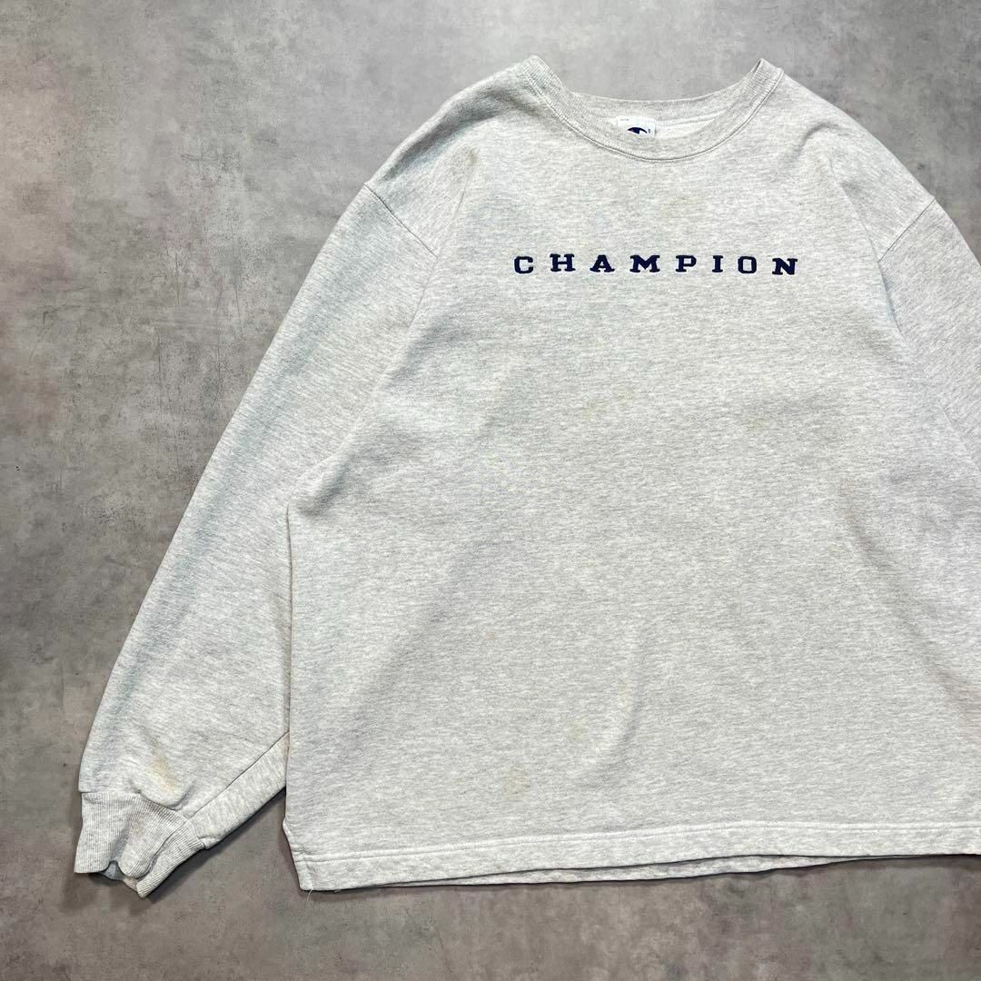 【Champion】90s チャンピオン グレー刺繍スウェット トレーナー