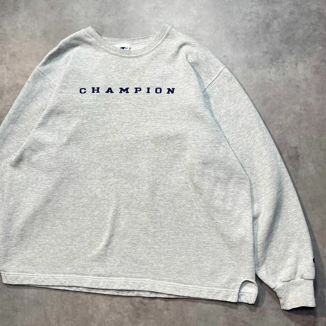 【Champion】90s チャンピオン グレー刺繍スウェット トレーナー
