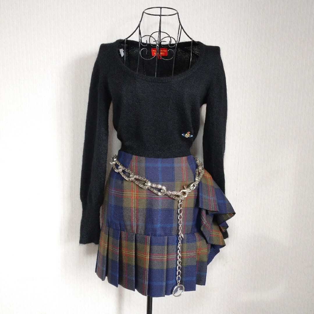 Vivienne Westwood(ヴィヴィアンウエストウッド)のvivienne westwood チェック柄 変形 プリーツ ミニスカート レディースのスカート(ミニスカート)の商品写真
