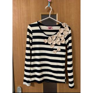 ザラ(ZARA)のトコパシフィック リボン トップス ボーダー　ハート　セレクトショップ　美品(Tシャツ(長袖/七分))